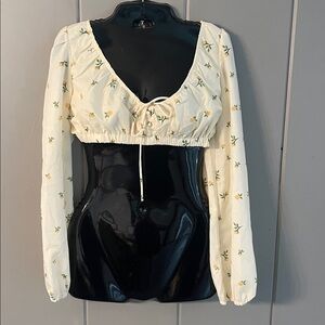 Princess Polly Top Yellow Floral  Coquette Girl Romantic Fairy Boho Festival